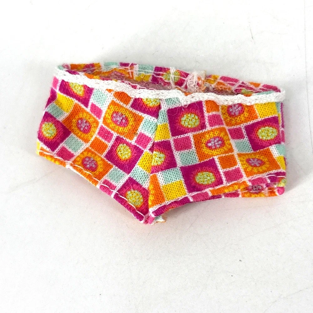Vtg 90s Y2K Barbie‎ Bikini Floral 2-Piece Swimsuit Pink Orange